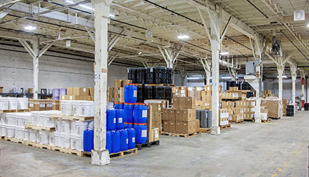 Warehouse filled with containers