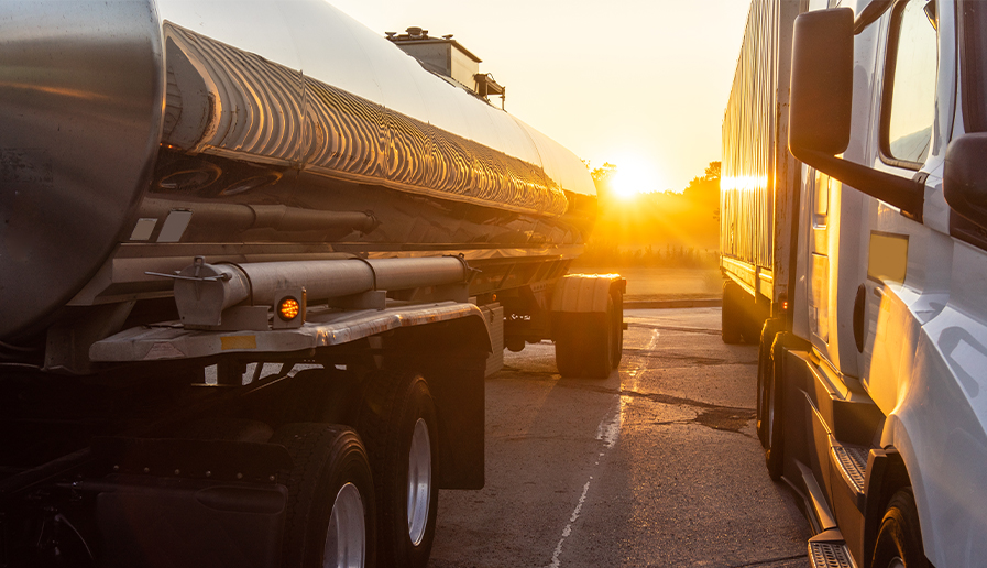 A truck hauling liquid